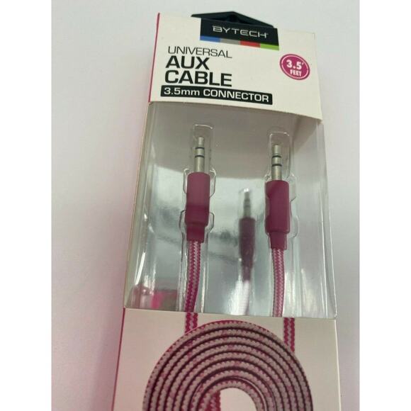 ByTech Universal Pink Aux Cable 3.5mm Connector 3.5 Feet NEW Music - Picture 4 of 8